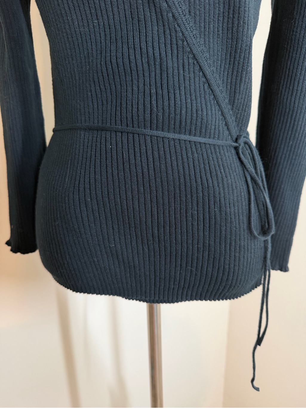 The Limited Black Ribbed Wrap Sweater — image 4 of 7